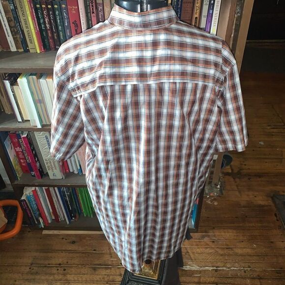 Eddie Bauer orange plaid gorpcore 2xl button down shirt - Picture 2 of 3